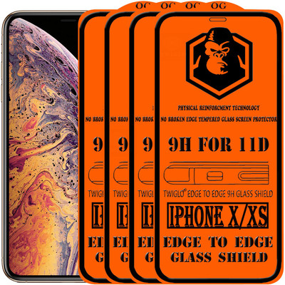 TWIGLO Edge To Edge Tempered Glass for Apple iPhone X(Pack of 4)