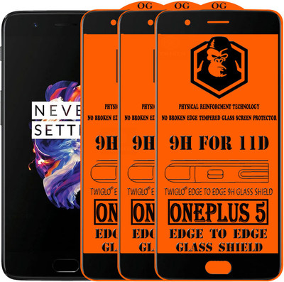 TWIGLO Edge To Edge Tempered Glass for OnePlus 5(Pack of 3)