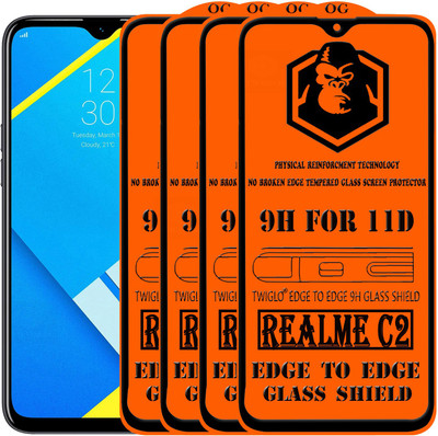 TWIGLO Edge To Edge Tempered Glass for REALME C2(Pack of 4)