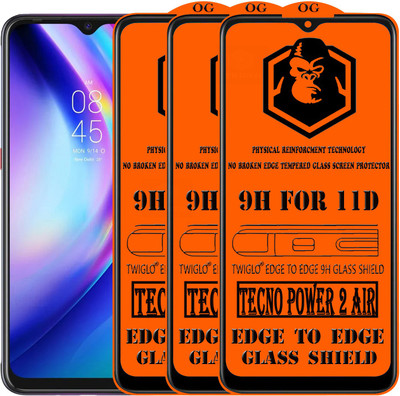 TWIGLO Edge To Edge Tempered Glass for TECNO POWER 2 AIR(Pack of 3)