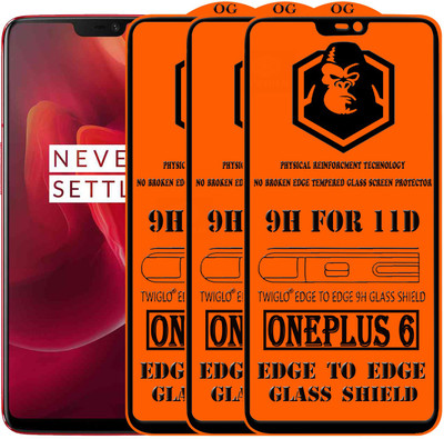 TWIGLO Edge To Edge Tempered Glass for OnePlus 6(Pack of 3)