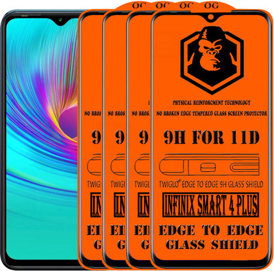 TWIGLO Edge To Edge Tempered Glass for INFINIX SMART 4 PLUS(Pack of 4)
