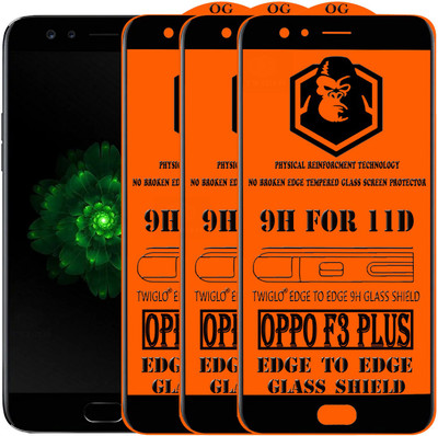 TWIGLO Edge To Edge Tempered Glass for OPPO F3 PLUS(Pack of 3)