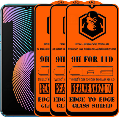 TWIGLO Edge To Edge Tempered Glass for REALME NARZO 10(Pack of 3)