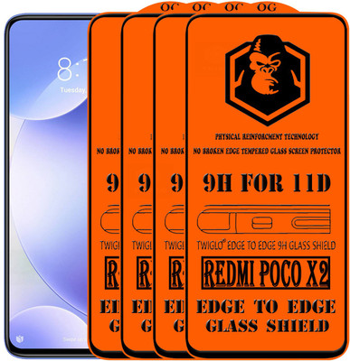 TWIGLO Edge To Edge Tempered Glass for REDMI POCO X2(Pack of 4)