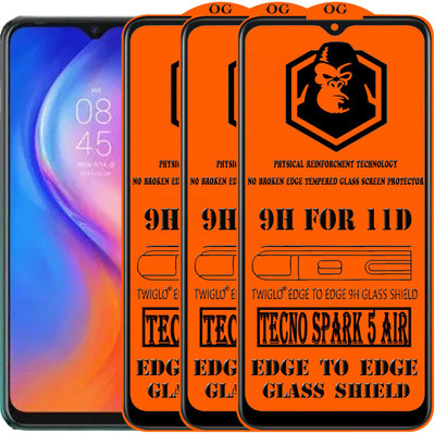 TWIGLO Edge To Edge Tempered Glass for TECNO SPARK 5 AIR(Pack of 3)