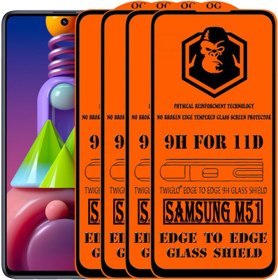 TWIGLO Edge To Edge Tempered Glass for SAMSUNG M51(Pack of 4)