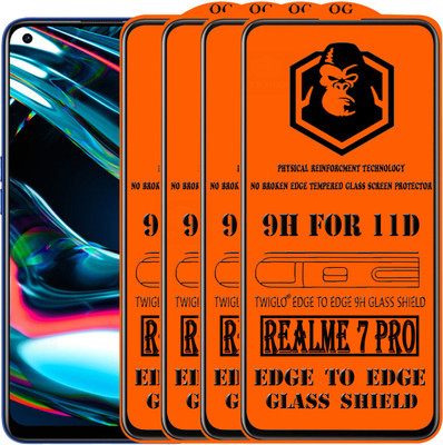 TWIGLO Edge To Edge Tempered Glass for REALME 7 PRO(Pack of 4)