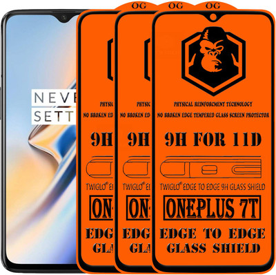 TWIGLO Edge To Edge Tempered Glass for ONEPLUS 7T(Pack of 3)