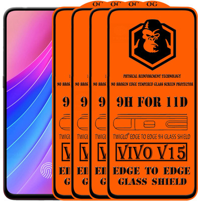 TWIGLO Edge To Edge Tempered Glass for VIVO V15(Pack of 4)