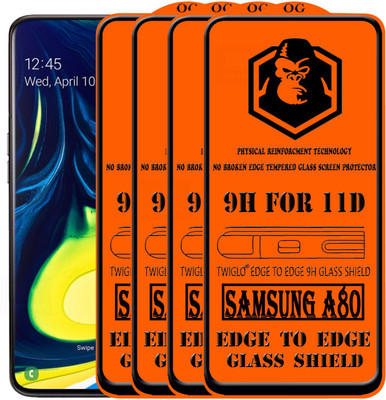 TWIGLO Edge To Edge Tempered Glass for SAMSUNG A80(Pack of 4)