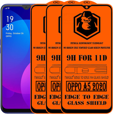 TWIGLO Edge To Edge Tempered Glass for OPPO A5 2020(Pack of 3)