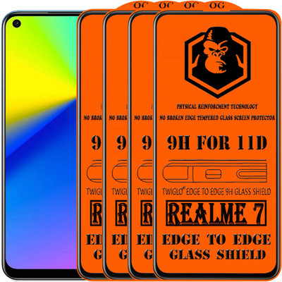 TWIGLO Edge To Edge Tempered Glass for REALME 7(Pack of 4)