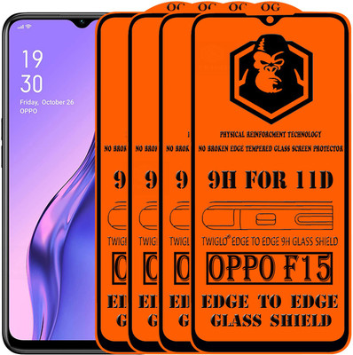 TWIGLO Edge To Edge Tempered Glass for OPPO F15(Pack of 4)