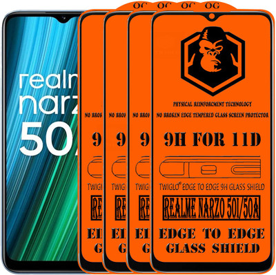 TWIGLO Edge To Edge Tempered Glass for REALME NARZO 50A(Pack of 4)