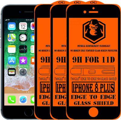 TWIGLO Edge To Edge Tempered Glass for Apple iPhone 8 Plus(Pack of 3)