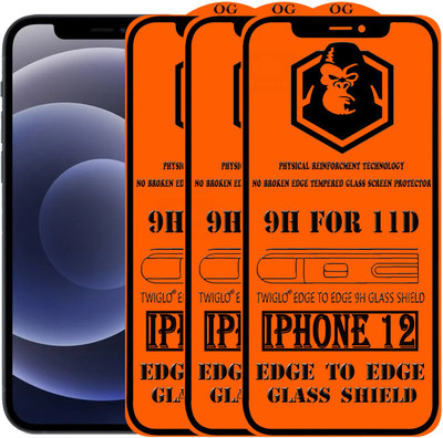 TWIGLO Edge To Edge Tempered Glass for apple IPHONE 12(Pack of 3)