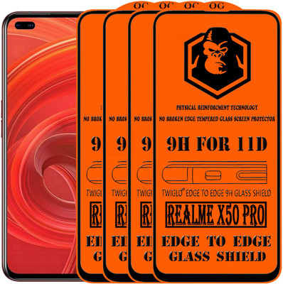 TWIGLO Edge To Edge Tempered Glass for REALME X50 PRO(Pack of 4)