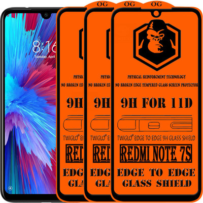 TWIGLO Edge To Edge Tempered Glass for REDMI NOTE 7S(Pack of 3)
