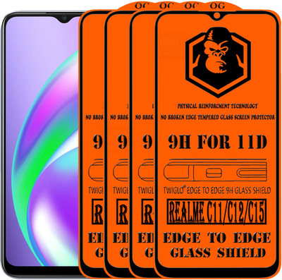 TWIGLO Edge To Edge Tempered Glass for REALME C15(Pack of 4)