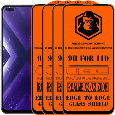 TWIGLO Edge To Edge Tempered Glass for REALME X3(Pack of 4)