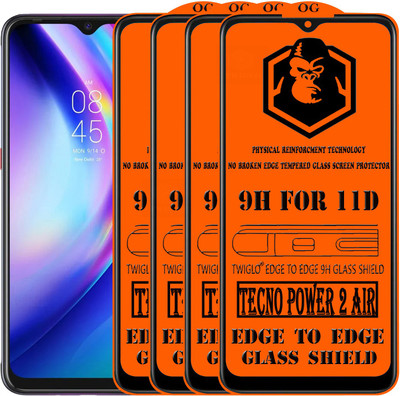 TWIGLO Edge To Edge Tempered Glass for TECNO POWER 2 AIR(Pack of 4)