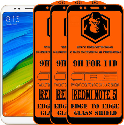 TWIGLO Edge To Edge Tempered Glass for Mi Redmi Note 5(Pack of 3)