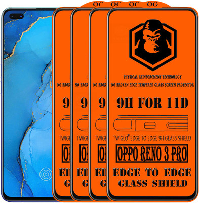 TWIGLO Edge To Edge Tempered Glass for OPPO RENO 3 PRO(Pack of 4)