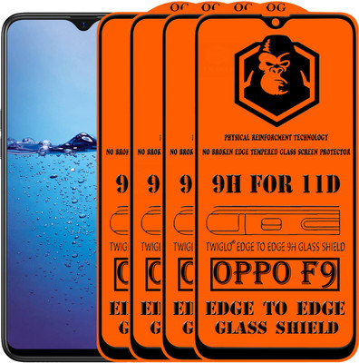 TWIGLO Edge To Edge Tempered Glass for Oppo F9(Pack of 4)