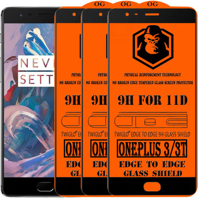 TWIGLO Edge To Edge Tempered Glass for OnePlus 3T(Pack of 3)