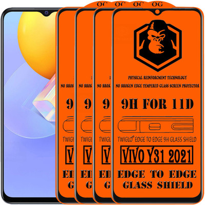 TWIGLO Edge To Edge Tempered Glass for VIVO Y31 2021(Pack of 4)
