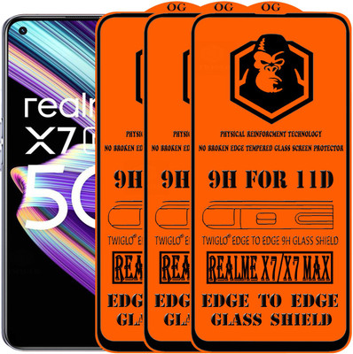 TWIGLO Edge To Edge Tempered Glass for REALME X7 MAX(Pack of 3)