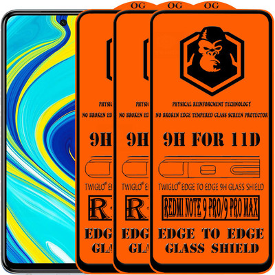 TWIGLO Edge To Edge Tempered Glass for REDMI NOTE 9 PRO MAX(Pack of 3)