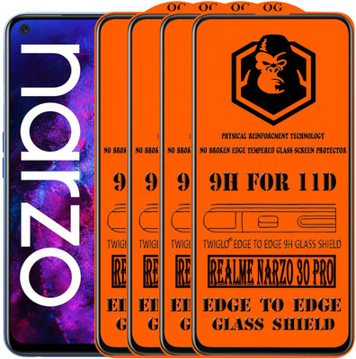 TWIGLO Edge To Edge Tempered Glass for REALME NARZO 30 PRO(Pack of 4)