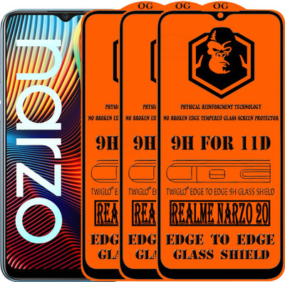 TWIGLO Edge To Edge Tempered Glass for REALME NARZO 20(Pack of 3)
