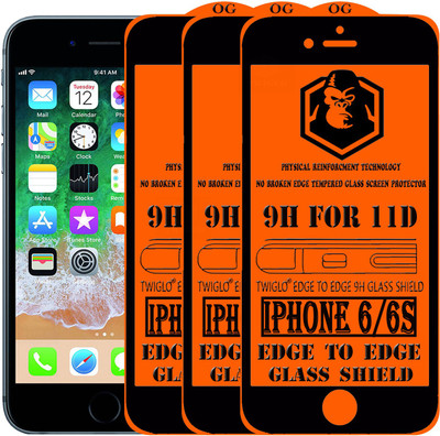 TWIGLO Edge To Edge Tempered Glass for Apple iPhone 6(Pack of 3)