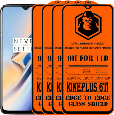 TWIGLO Edge To Edge Tempered Glass for OnePlus 6T(Pack of 4)