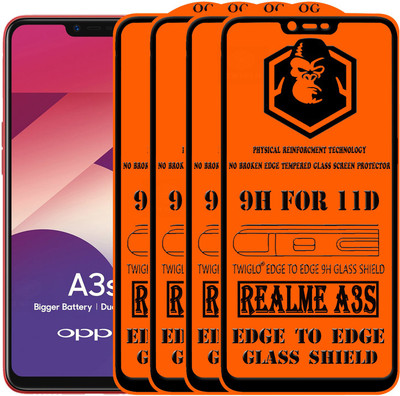 TWIGLO Edge To Edge Tempered Glass for Oppo A3s(Pack of 4)