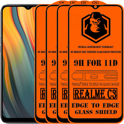 TWIGLO Edge To Edge Tempered Glass for REALME C3(Pack of 4)