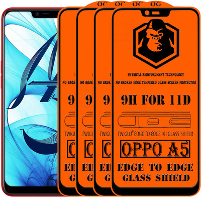 TWIGLO Edge To Edge Tempered Glass for OPPO A5(Pack of 4)