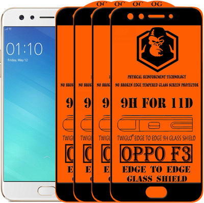 TWIGLO Edge To Edge Tempered Glass for Oppo F3(Pack of 4)