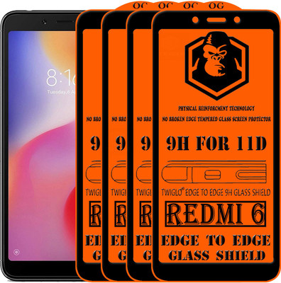 TWIGLO Edge To Edge Tempered Glass for Mi Redmi 6(Pack of 4)