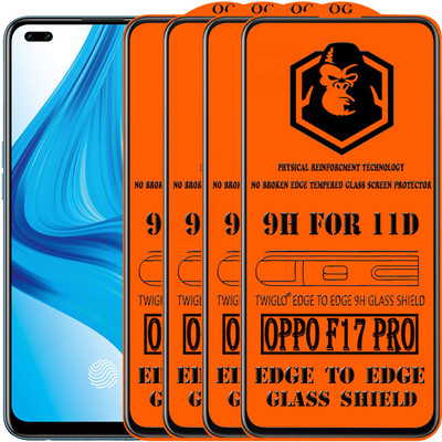 TWIGLO Edge To Edge Tempered Glass for OPPO F17 PRO(Pack of 4)
