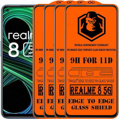 TWIGLO Edge To Edge Tempered Glass for REALME 8 5G(Pack of 4)