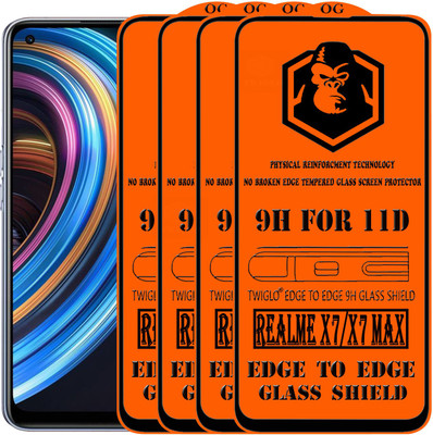 TWIGLO Edge To Edge Tempered Glass for REALME X7(Pack of 4)