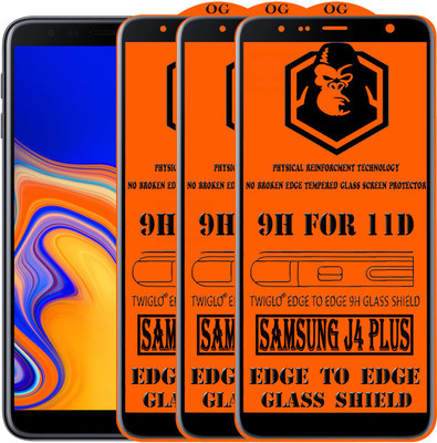 TWIGLO Edge To Edge Tempered Glass for SAMSUNG galaxy J4 PLUS(Pack of 3)