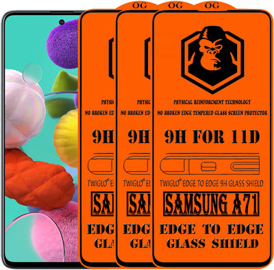 TWIGLO Edge To Edge Tempered Glass for SAMSUNG galaxy A71(Pack of 3)