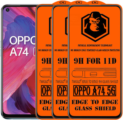 TWIGLO Edge To Edge Tempered Glass for OPPO A74 5G(Pack of 3)