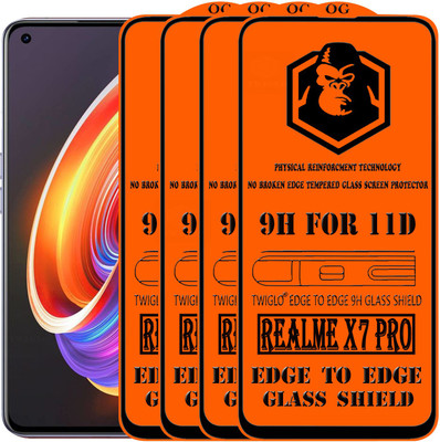 TWIGLO Edge To Edge Tempered Glass for REALME X7 PRO(Pack of 4)