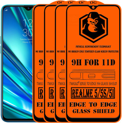 TWIGLO Edge To Edge Tempered Glass for REALME 5I(Pack of 4)